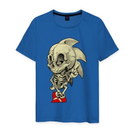 Мужская футболка хлопок с принтом Sonic skeleton в Тюмени, 100% хлопок | прямой крой, круглый вырез горловины, длина до линии бедер, слегка спущенное плечо. | скелет
