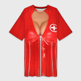 Платье-футболка 3D с принтом Костюм медсестры в Тюмени,  |  | год | грудь | костюм | медсестра | новый | ролевые | тело