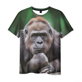 Мужская футболка 3D с принтом Обезьяна в Тюмени, 100% полиэфир | прямой крой, круглый вырез горловины, длина до линии бедер | Тематика изображения на принте: 2016 | мартышка | обезьяна | с новым годом | символ нг