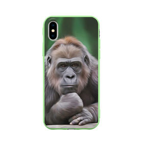 Чехол для Apple iPhone X силиконовый матовый с принтом Обезьяна в Тюмени, Силикон | Печать на задней стороне чехла, без боковой панели | 2016 | мартышка | обезьяна | с новым годом | символ нг