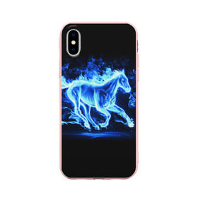Чехол для Apple iPhone X силиконовый матовый с принтом Ледяной конь в Тюмени, Силикон | Печать на задней стороне чехла, без боковой панели | арт | лёд | лошадь | огонь | пламя