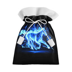 Подарочный 3D мешок с принтом Ледяной конь в Тюмени, 100% полиэстер | Размер: 29*39 см | арт | лёд | лошадь | огонь | пламя