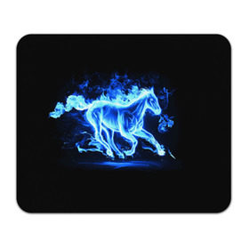 Коврик прямоугольный с принтом Ледяной конь в Тюмени, натуральный каучук | размер 230 х 185 мм; запечатка лицевой стороны | Тематика изображения на принте: арт | лёд | лошадь | огонь | пламя