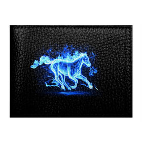 Обложка для студенческого билета с принтом Ледяной конь в Тюмени, натуральная кожа | Размер: 11*8 см; Печать на всей внешней стороне | Тематика изображения на принте: арт | лёд | лошадь | огонь | пламя