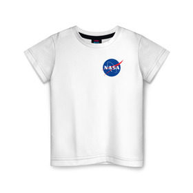 Детская футболка хлопок с принтом NASA в Тюмени, 100% хлопок | круглый вырез горловины, полуприлегающий силуэт, длина до линии бедер | Тематика изображения на принте: астронавты | космос | наса