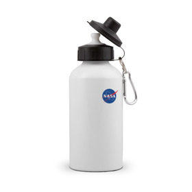 Бутылка спортивная с принтом NASA в Тюмени, металл | емкость — 500 мл, в комплекте две пластиковые крышки и карабин для крепления | астронавты | космос | наса