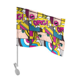 Флаг для автомобиля с принтом POP ART в Тюмени, 100% полиэстер | Размер: 30*21 см | omg | pop art | арт | поп | ретро | уорхол | энди