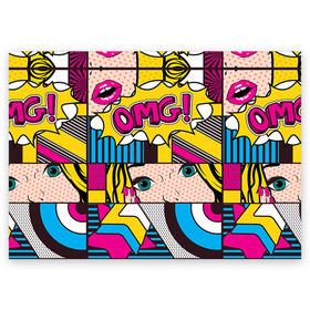 Поздравительная открытка с принтом POP ART в Тюмени, 100% бумага | плотность бумаги 280 г/м2, матовая, на обратной стороне линовка и место для марки
 | Тематика изображения на принте: omg | pop art | арт | поп | ретро | уорхол | энди