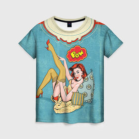 Женская футболка 3D с принтом POP ART в Тюмени, 100% полиэфир ( синтетическое хлопкоподобное полотно) | прямой крой, круглый вырез горловины, длина до линии бедер | omg | pop art | pow | арт | поп | ретро | уорхол | энди