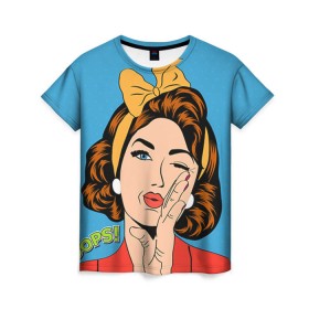 Женская футболка 3D с принтом POP ART в Тюмени, 100% полиэфир ( синтетическое хлопкоподобное полотно) | прямой крой, круглый вырез горловины, длина до линии бедер | omg | oops | pop art | арт | поп | ретро | уорхол | энди