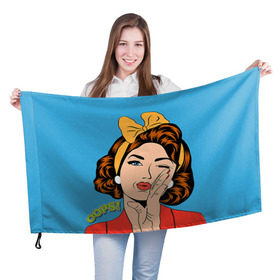 Флаг 3D с принтом POP ART в Тюмени, 100% полиэстер | плотность ткани — 95 г/м2, размер — 67 х 109 см. Принт наносится с одной стороны | omg | oops | pop art | арт | поп | ретро | уорхол | энди