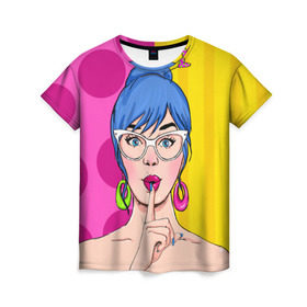 Женская футболка 3D с принтом POP ART в Тюмени, 100% полиэфир ( синтетическое хлопкоподобное полотно) | прямой крой, круглый вырез горловины, длина до линии бедер | omg | pop art | арт | поп | ретро | уорхол | энди