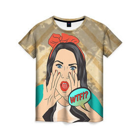 Женская футболка 3D с принтом POP ART в Тюмени, 100% полиэфир ( синтетическое хлопкоподобное полотно) | прямой крой, круглый вырез горловины, длина до линии бедер | omg | pop art | wtf | арт | поп | ретро | уорхол | энди