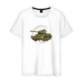 Мужская футболка хлопок с принтом Танк Т-34 в Тюмени, 100% хлопок | прямой крой, круглый вырез горловины, длина до линии бедер, слегка спущенное плечо. | war | самый известный танк красной армии т 34
танки | ссср | т34 | техника