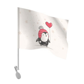 Флаг для автомобиля с принтом Пингвин с шариком в Тюмени, 100% полиэстер | Размер: 30*21 см | Тематика изображения на принте: пингвин