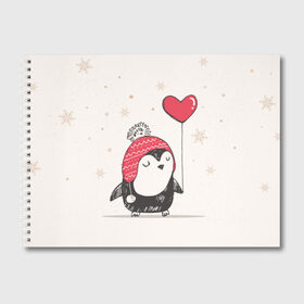 Альбом для рисования с принтом Пингвин с шариком в Тюмени, 100% бумага
 | матовая бумага, плотность 200 мг. | Тематика изображения на принте: пингвин