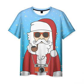 Мужская футболка 3D с принтом Дед мороз в Тюмени, 100% полиэфир | прямой крой, круглый вырез горловины, длина до линии бедер | 2016 | christmas | hipster | new year | дед мороз | животные | нг | новый год | рождество | с новым годом | санта | хипстер