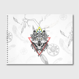 Альбом для рисования с принтом Волк в Тюмени, 100% бумага
 | матовая бумага, плотность 200 мг. | волк | животные | перо | перья