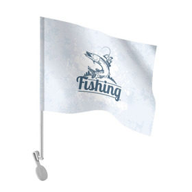 Флаг для автомобиля с принтом Рыбалка в Тюмени, 100% полиэстер | Размер: 30*21 см | fishing | рыба | рыбак | рыбалка | туризм