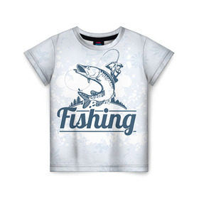 Детская футболка 3D с принтом Рыбалка в Тюмени, 100% гипоаллергенный полиэфир | прямой крой, круглый вырез горловины, длина до линии бедер, чуть спущенное плечо, ткань немного тянется | fishing | рыба | рыбак | рыбалка | туризм