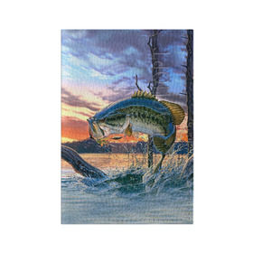 Обложка для паспорта матовая кожа с принтом Рыба в Тюмени, натуральная матовая кожа | размер 19,3 х 13,7 см; прозрачные пластиковые крепления | Тематика изображения на принте: fishing | рыба | рыбак | рыбалка | туризм