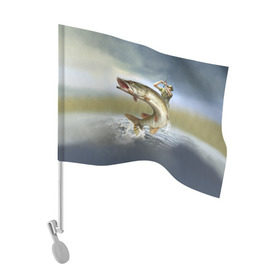 Флаг для автомобиля с принтом Щука в Тюмени, 100% полиэстер | Размер: 30*21 см | fishing | рыба | рыбак | рыбалка | туризм | щука
