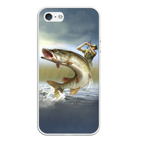 Чехол для iPhone 5/5S матовый с принтом Щука в Тюмени, Силикон | Область печати: задняя сторона чехла, без боковых панелей | fishing | рыба | рыбак | рыбалка | туризм | щука