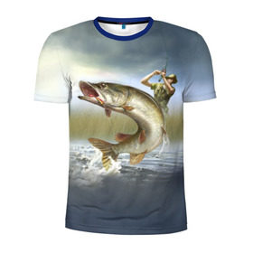 Мужская футболка 3D спортивная с принтом Щука в Тюмени, 100% полиэстер с улучшенными характеристиками | приталенный силуэт, круглая горловина, широкие плечи, сужается к линии бедра | fishing | рыба | рыбак | рыбалка | туризм | щука