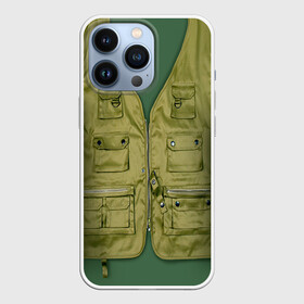 Чехол для iPhone 13 Pro с принтом Жилетка рыбака в Тюмени,  |  | Тематика изображения на принте: fishing | жилет | камуфляж | рыба | рыбак | рыбалка | туризм
