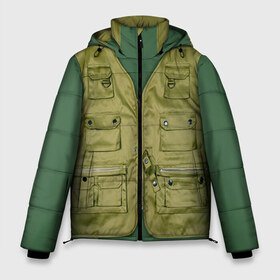 Мужская зимняя куртка 3D с принтом Жилетка рыбака в Тюмени, верх — 100% полиэстер; подкладка — 100% полиэстер; утеплитель — 100% полиэстер | длина ниже бедра, свободный силуэт Оверсайз. Есть воротник-стойка, отстегивающийся капюшон и ветрозащитная планка. 

Боковые карманы с листочкой на кнопках и внутренний карман на молнии. | Тематика изображения на принте: fishing | жилет | камуфляж | рыба | рыбак | рыбалка | туризм