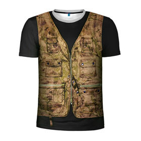 Мужская футболка 3D спортивная с принтом Жилетка охотника в Тюмени, 100% полиэстер с улучшенными характеристиками | приталенный силуэт, круглая горловина, широкие плечи, сужается к линии бедра | hunting | жилет | камуфляж | охота | охотник | туризм