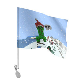 Флаг для автомобиля с принтом Minecraft в Тюмени, 100% полиэстер | Размер: 30*21 см | creeper | крипер | майнкрафт | новогодний