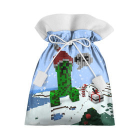Подарочный 3D мешок с принтом Minecraft в Тюмени, 100% полиэстер | Размер: 29*39 см | creeper | крипер | майнкрафт | новогодний
