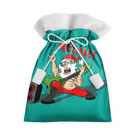 Подарочный 3D мешок с принтом Дед мороз рокер в Тюмени, 100% полиэстер | Размер: 29*39 см | Тематика изображения на принте: heavy metal | rock | santa claus | дед мороз | рок | с новым годом | санта | санта клаус