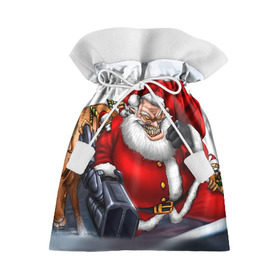 Подарочный 3D мешок с принтом Дед мороз рокер в Тюмени, 100% полиэстер | Размер: 29*39 см | Тематика изображения на принте: heavy metal | rock | santa claus | дед мороз | рок | с новым годом | санта | санта клаус