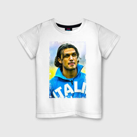 Детская футболка хлопок с принтом Paolo Maldini (retro style) в Тюмени, 100% хлопок | круглый вырез горловины, полуприлегающий силуэт, длина до линии бедер | paolo maldini | retro style | италия | лига чемпионов | милан | паоло мальдини | футбол