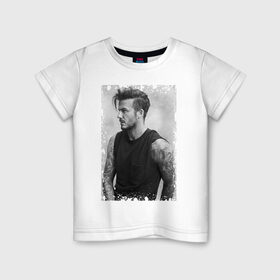 Детская футболка хлопок с принтом David Beckham (retro style) в Тюмени, 100% хлопок | круглый вырез горловины, полуприлегающий силуэт, длина до линии бедер | david beckham | retro style | англия | дэвид бекхэм | лига чемпионов | мадрид | мю | реал | футбол