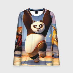 Мужской лонгслив 3D с принтом Кунг фу панда в Тюмени, 100% полиэстер | длинные рукава, круглый вырез горловины, полуприлегающий силуэт | kung fu | kung fu panda | panda | кунг фу | кунг фу панда | кунгфу | панда. кунг фу | по