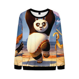 Мужской свитшот 3D с принтом Кунг фу панда в Тюмени, 100% полиэстер с мягким внутренним слоем | круглый вырез горловины, мягкая резинка на манжетах и поясе, свободная посадка по фигуре | Тематика изображения на принте: kung fu | kung fu panda | panda | кунг фу | кунг фу панда | кунгфу | панда. кунг фу | по