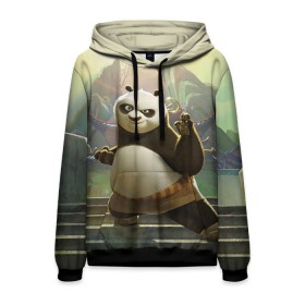 Мужская толстовка 3D с принтом Кунг фу панда в Тюмени, 100% полиэстер | двухслойный капюшон со шнурком для регулировки, мягкие манжеты на рукавах и по низу толстовки, спереди карман-кенгуру с мягким внутренним слоем. | Тематика изображения на принте: kung fu | kung fu panda | panda | кунг фу | кунг фу панда | кунгфу | панда. кунг фу | по