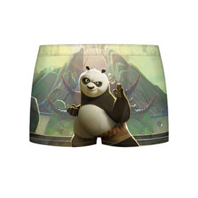Мужские трусы 3D с принтом Кунг фу панда в Тюмени, 50% хлопок, 50% полиэстер | классическая посадка, на поясе мягкая тканевая резинка | Тематика изображения на принте: kung fu | kung fu panda | panda | кунг фу | кунг фу панда | кунгфу | панда. кунг фу | по