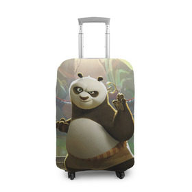 Чехол для чемодана 3D с принтом Кунг фу панда в Тюмени, 86% полиэфир, 14% спандекс | двустороннее нанесение принта, прорези для ручек и колес | kung fu | kung fu panda | panda | кунг фу | кунг фу панда | кунгфу | панда. кунг фу | по