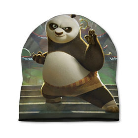 Шапка 3D с принтом Кунг фу панда в Тюмени, 100% полиэстер | универсальный размер, печать по всей поверхности изделия | Тематика изображения на принте: kung fu | kung fu panda | panda | кунг фу | кунг фу панда | кунгфу | панда. кунг фу | по