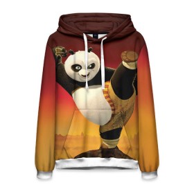 Мужская толстовка 3D с принтом Кунг фу панда в Тюмени, 100% полиэстер | двухслойный капюшон со шнурком для регулировки, мягкие манжеты на рукавах и по низу толстовки, спереди карман-кенгуру с мягким внутренним слоем. | Тематика изображения на принте: kung fu | kung fu panda | panda | кунг фу | кунг фу панда | кунгфу | панда. кунг фу | по