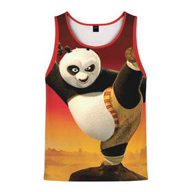 Мужская майка 3D с принтом Кунг фу панда в Тюмени, 100% полиэстер | круглая горловина, приталенный силуэт, длина до линии бедра. Пройма и горловина окантованы тонкой бейкой | kung fu | kung fu panda | panda | кунг фу | кунг фу панда | кунгфу | панда. кунг фу | по