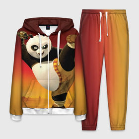 Мужской костюм 3D с принтом Кунг фу панда в Тюмени, 100% полиэстер | Манжеты и пояс оформлены тканевой резинкой, двухслойный капюшон со шнурком для регулировки, карманы спереди | Тематика изображения на принте: kung fu | kung fu panda | panda | кунг фу | кунг фу панда | кунгфу | панда. кунг фу | по