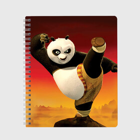 Тетрадь с принтом Кунг фу панда в Тюмени, 100% бумага | 48 листов, плотность листов — 60 г/м2, плотность картонной обложки — 250 г/м2. Листы скреплены сбоку удобной пружинной спиралью. Уголки страниц и обложки скругленные. Цвет линий — светло-серый
 | Тематика изображения на принте: kung fu | kung fu panda | panda | кунг фу | кунг фу панда | кунгфу | панда. кунг фу | по
