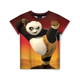 Детская футболка 3D с принтом Кунг фу панда в Тюмени, 100% гипоаллергенный полиэфир | прямой крой, круглый вырез горловины, длина до линии бедер, чуть спущенное плечо, ткань немного тянется | Тематика изображения на принте: kung fu | kung fu panda | panda | кунг фу | кунг фу панда | кунгфу | панда. кунг фу | по