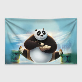 Флаг-баннер с принтом Кунг фу панда в Тюмени, 100% полиэстер | размер 67 х 109 см, плотность ткани — 95 г/м2; по краям флага есть четыре люверса для крепления | панда