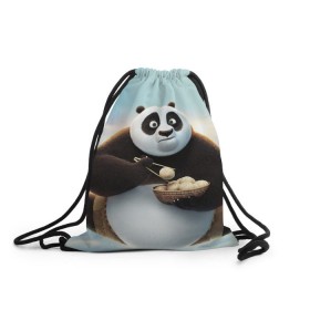 Рюкзак-мешок 3D с принтом Кунг фу панда в Тюмени, 100% полиэстер | плотность ткани — 200 г/м2, размер — 35 х 45 см; лямки — толстые шнурки, застежка на шнуровке, без карманов и подкладки | панда